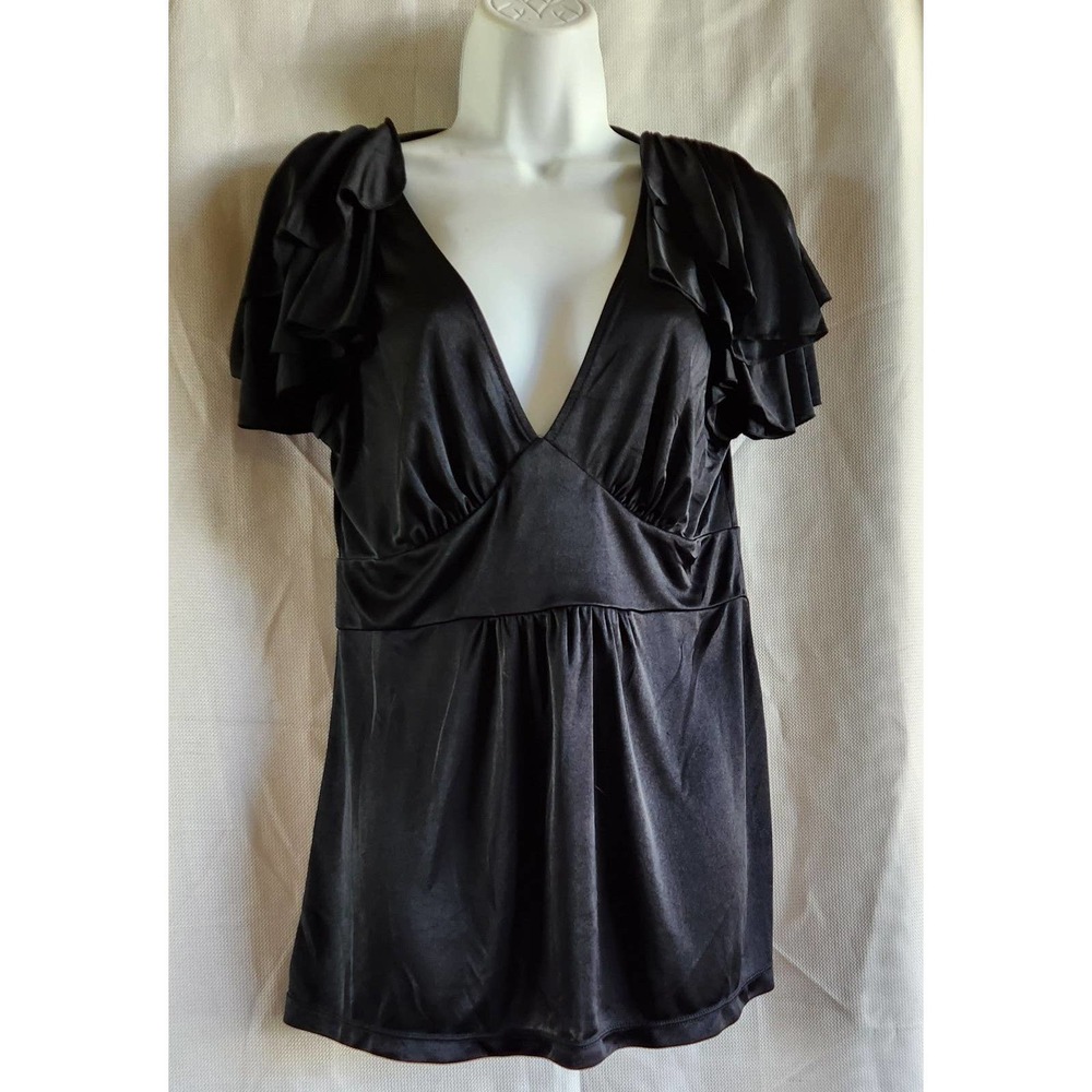 Bcbgmaxazria black top blouse S - Picture 2 of 6
